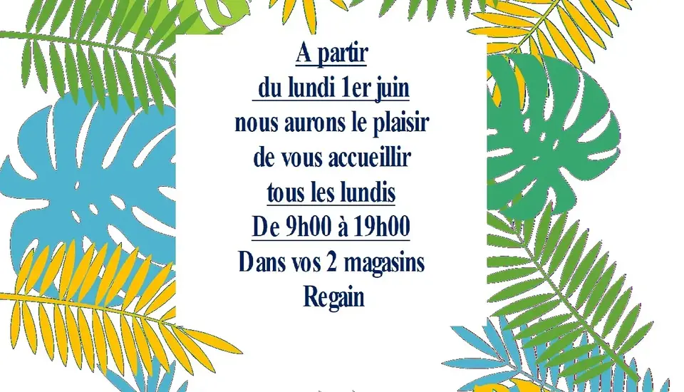 A PARTIR DU 1ER JUIN